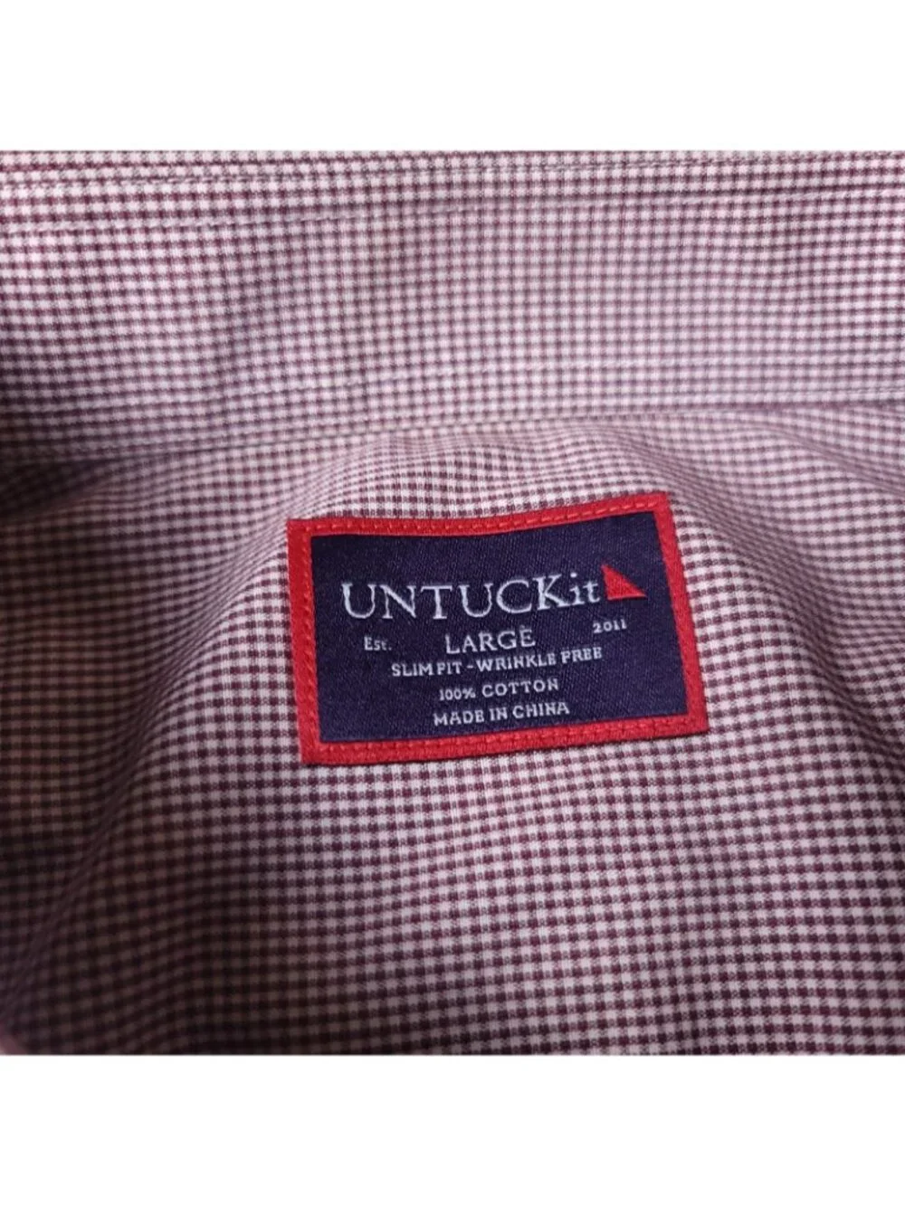 UNTUCKit Garguilo Shirt Mens L Large Slim Maroon Button Long Sleeve Cotton